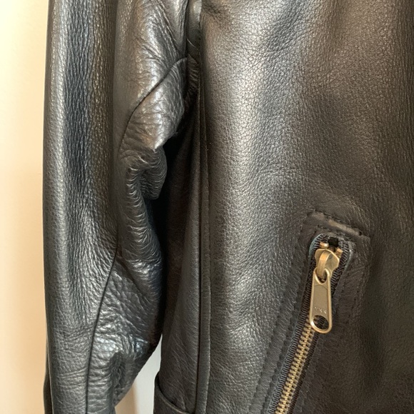 Heavy Cowhide Black Leather 4-pkt Moto Jacket with Brass Hardware - Picture 7 of 15